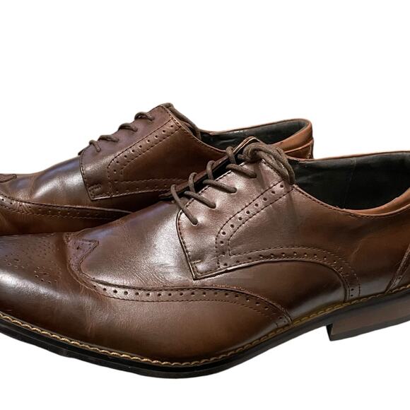 Men’s JOSEPH ABBOUD Walnut Leather Wingtip Lace Up Brogue Shoes VGUC - Picture 7 of 11